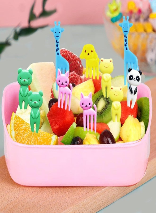 MeeTo Kids Fruit Fork, Cute Animal Shape Small Fruits Fork for Children, Reusable Cartoon and Animal Design PVC Pattern Mini Fork for Fruits, Pastry, Cake (Random Colour) (10) - Image 3