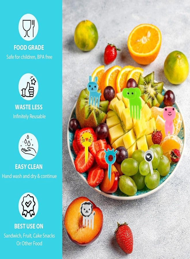 MeeTo Kids Fruit Fork, Cute Animal Shape Small Fruits Fork for Children, Reusable Cartoon and Animal Design PVC Pattern Mini Fork for Fruits, Pastry, Cake (Random Colour) (10) - Image 5