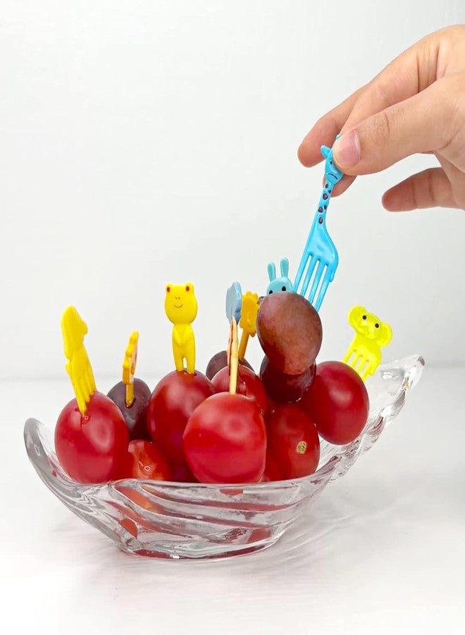MeeTo Kids Fruit Fork, Cute Animal Shape Small Fruits Fork for Children, Reusable Cartoon and Animal Design PVC Pattern Mini Fork for Fruits, Pastry, Cake (Random Colour) (10) - Image 2