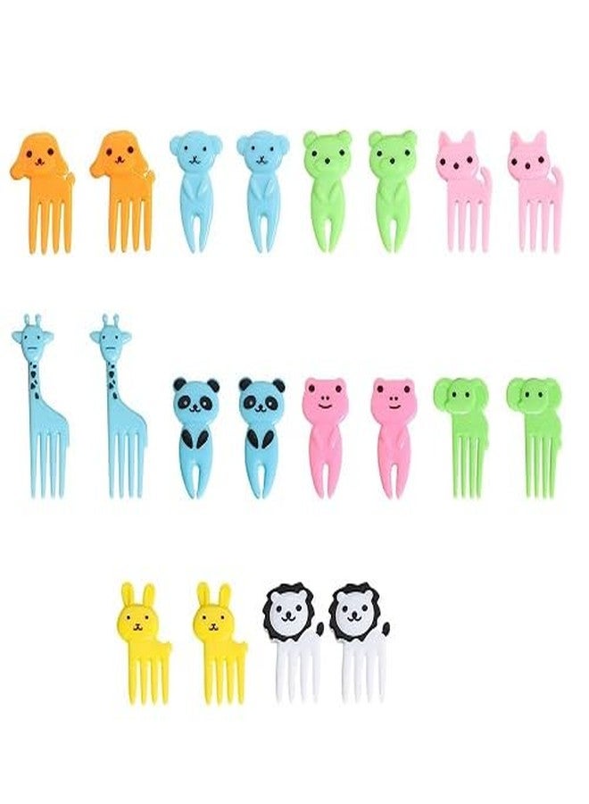 MeeTo Kids Fruit Fork, Cute Animal Shape Small Fruits Fork for Children, Reusable Cartoon and Animal Design PVC Pattern Mini Fork for Fruits, Pastry, Cake (Random Colour) (10) - Image 1