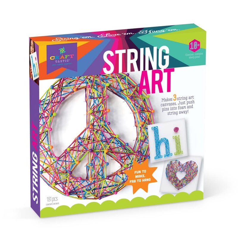 Craft Tastic Crafttastic String Art Craft Kit Makes 3 Large Canvases Peace Sign Edition Model Number CTE40 - Image 4