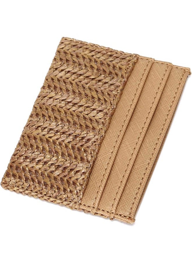 YIKOEE Straw Purse for Women Summer Beach Woven Bag With PomPom (Light Khaki) - Image 1