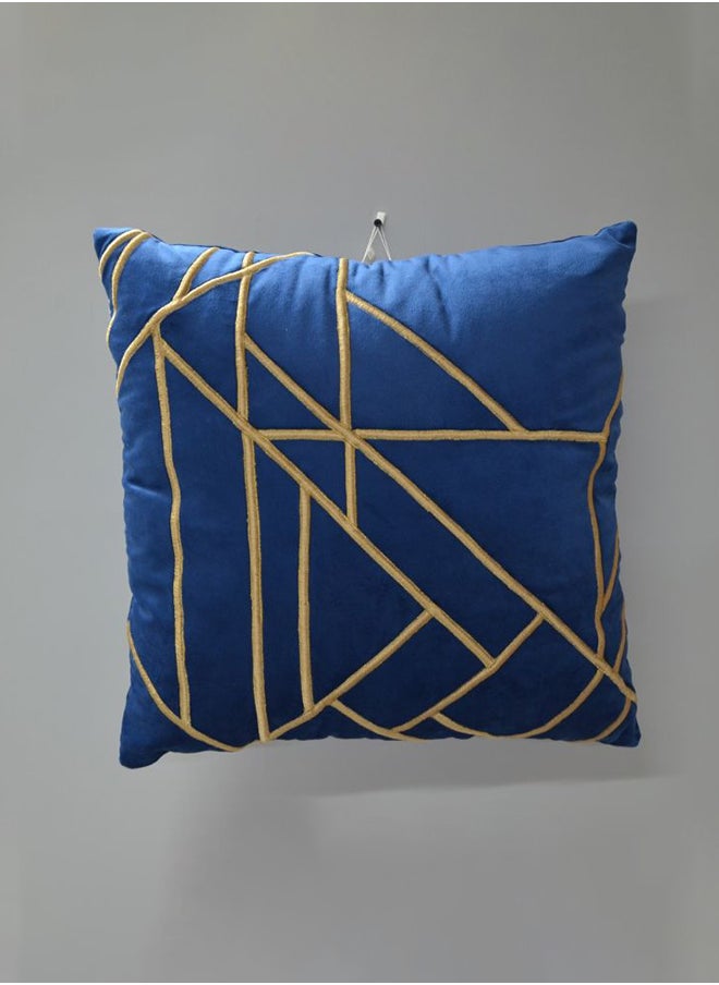 DANUBE HOME Gleam Luxury Velvet Cushion Decorative Sofa Throw Pillow Covers Luxury Style Cushion Case Pillow With Aari Work Blue 45X45Cm  - Image 1