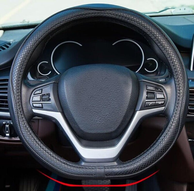 Mayco Bell D Shape Steering Wheel Covers Universal 15 inch - Microfiber Fiber Leather, Breathable, Anti Slip (Black)