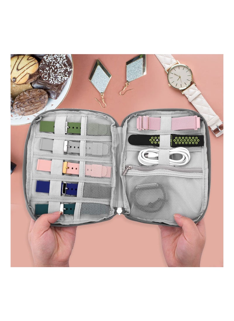 Generic - Watch Band Organizer Bag, Watch Straps Storage Case Waterproof Watch Band Holder Smart Watch Band Box Watch Straps Carrying Case Compatible with All Watch Bands and Accessories (Grey) - Image 1
