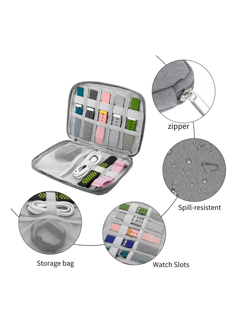 Generic - Watch Band Organizer Bag, Watch Straps Storage Case Waterproof Watch Band Holder Smart Watch Band Box Watch Straps Carrying Case Compatible with All Watch Bands and Accessories (Grey) - Image 1