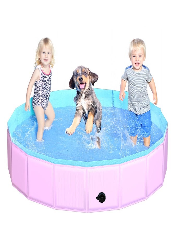 CACSPS Foldable Dog Pet Bath Pool-55.1" Pink - Image 1