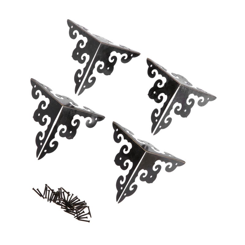 dophee 4Pcs Vintage Corner Protectors, Antique Bronze Decorative Trim Metal Corner Covers Bumpers Edge Guards with Screws for Picture Frame Album Jewelry Box Gift Wine Box Wooden Cases, 1.97"x1.97" - Image 3