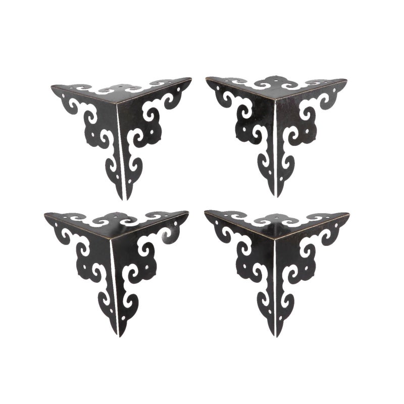 dophee 4Pcs Vintage Corner Protectors, Antique Bronze Decorative Trim Metal Corner Covers Bumpers Edge Guards with Screws for Picture Frame Album Jewelry Box Gift Wine Box Wooden Cases, 1.97"x1.97" - Image 4