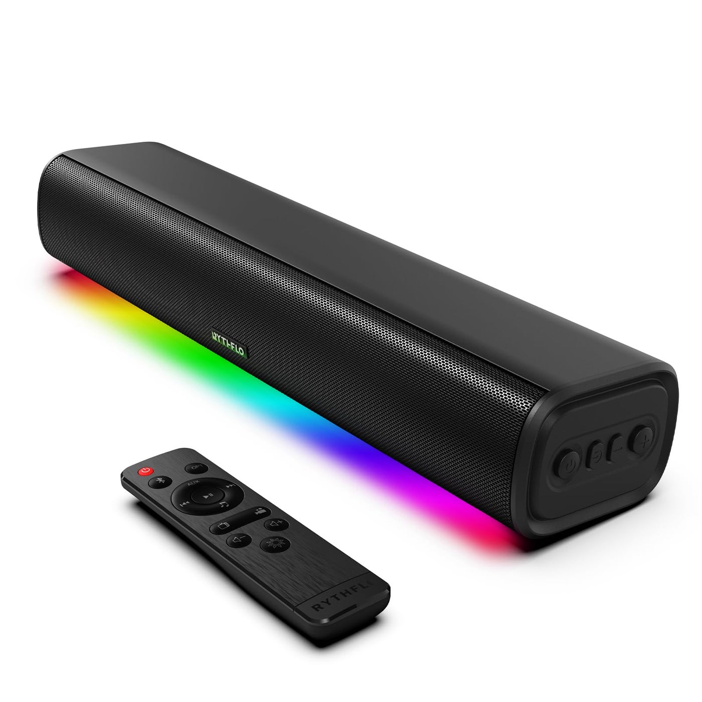 Sound Bar for Smart TV, 16'/60W Soundbar with Impactful Bass, Dynamic Light and Remote Control, Wall Mountable TV Speakers with Bluetooth/Optical/3.5MM AUX for Gaming/PC/Projector