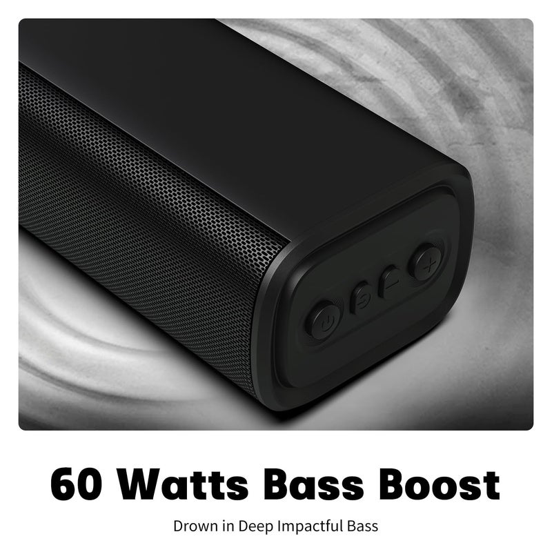 Rythflo Sound Bar for Smart TV, 16'/60W Soundbar with Impactful Bass, Dynamic Light and Remote Control, Wall Mountable TV Speakers with Bluetooth/Optical/3.5MM AUX for Gaming/PC/Projector - Image 2