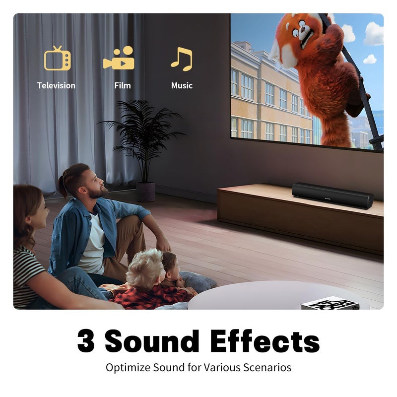 Rythflo Sound Bar for Smart TV, 16'/60W Soundbar with Impactful Bass, Dynamic Light and Remote Control, Wall Mountable TV Speakers with Bluetooth/Optical/3.5MM AUX for Gaming/PC/Projector - Image 5