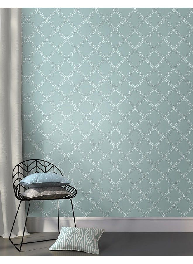 NuWallpaper Nu1826 Slate Quatrefoil Peel & Stick Wallpaper Blue  - Image 5