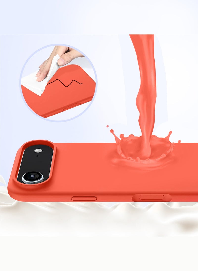 Silicone Protective Phone Case for iPhone 17 Air - Soft Anti-Scratch Microfiber Lining Ultra Slim Drop Protection Phone Cover - Peach - Image 4