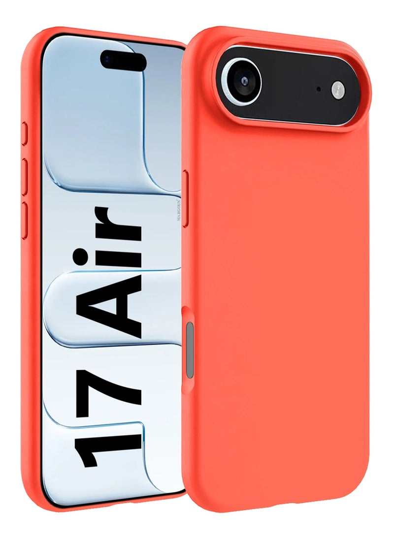 Silicone Protective Phone Case for iPhone 17 Air - Soft Anti-Scratch Microfiber Lining Ultra Slim Drop Protection Phone Cover - Peach - Image 1