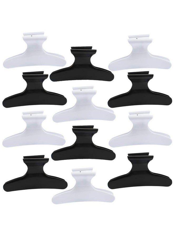 BAHABY Hair Clips For Styling Sectioning 12 Pack Black White Butterfly Clamps Hair Claw Clips Pro Salon Hair Clips For Styling Sectioning Cutting And Coloring - Image 1