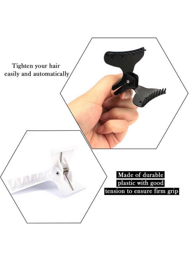 BAHABY Hair Clips For Styling Sectioning 12 Pack Black White Butterfly Clamps Hair Claw Clips Pro Salon Hair Clips For Styling Sectioning Cutting And Coloring - Image 4