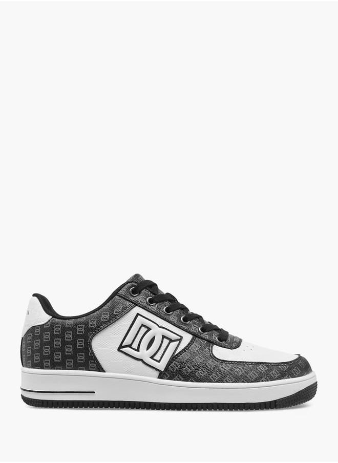 DUCHINI Men's Monogram Print Sneakers with Lace-Up Closure  - Image 3