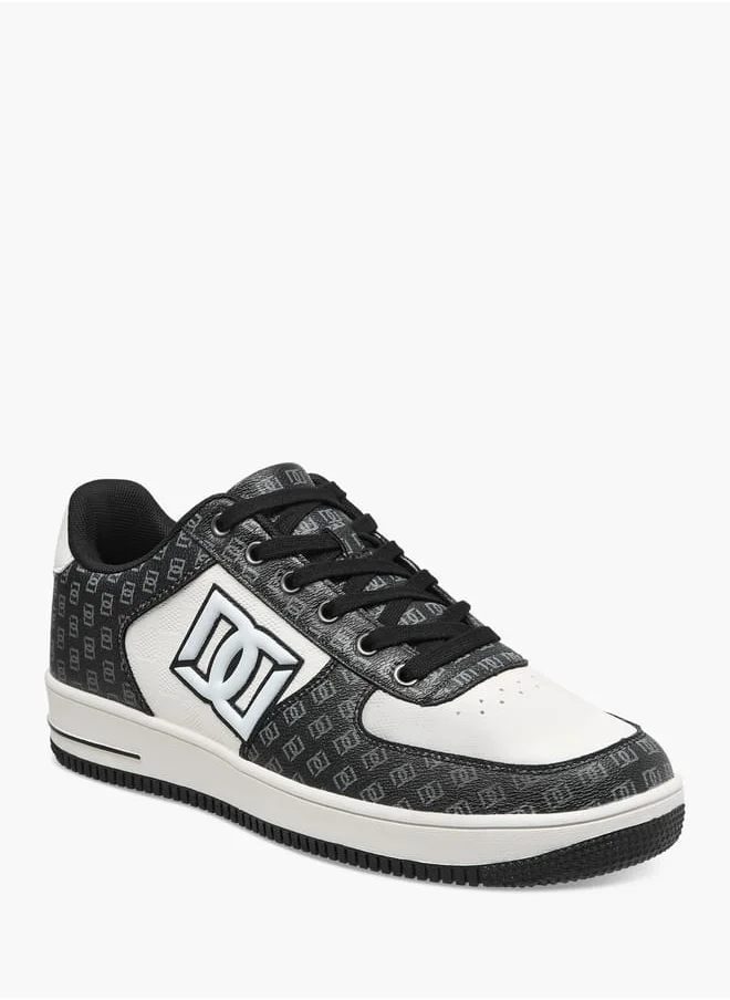 DUCHINI Men's Monogram Print Sneakers with Lace-Up Closure