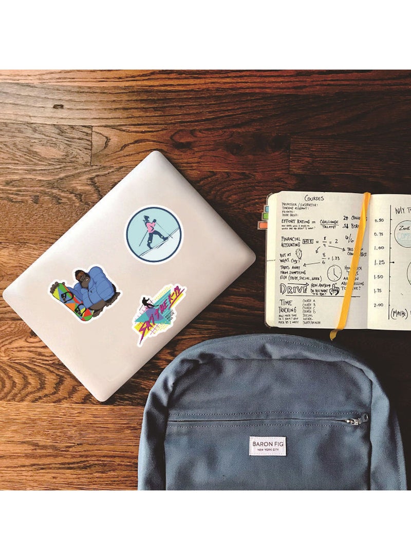 ORAINBOW Winter Skiing Stickers Pack 50Pcs Colorful Waterproof Ski Cartoon Stickers for Flask Laptop Water Bottle Cute Aesthetic Vinyl Doodle Decals - Image 3