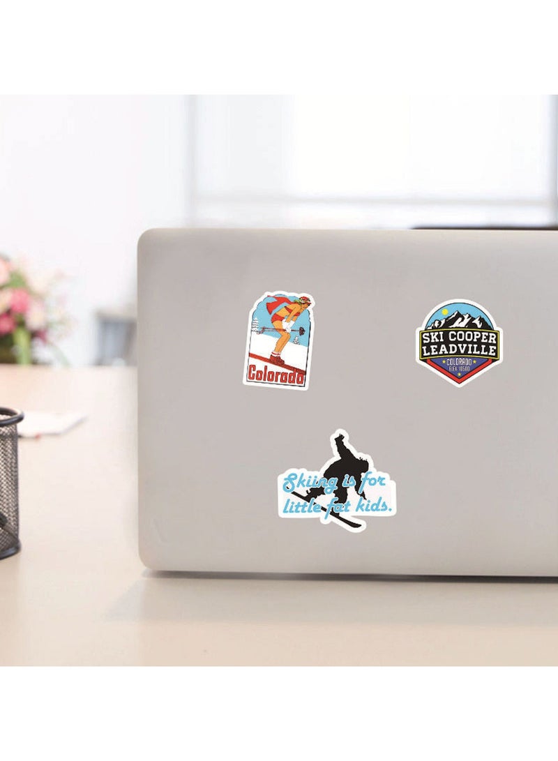 ORAINBOW Winter Skiing Stickers Pack 50Pcs Colorful Waterproof Ski Cartoon Stickers for Flask Laptop Water Bottle Cute Aesthetic Vinyl Doodle Decals - Image 4