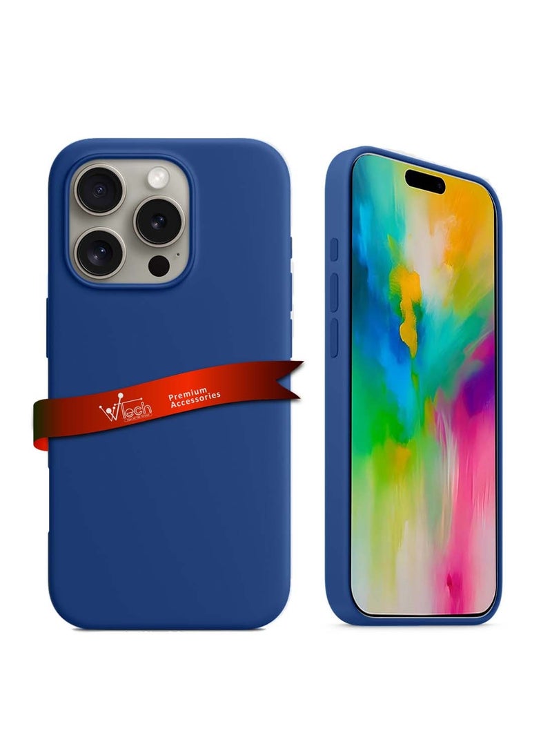 Wtech Apple iPhone 16 Pro 2024 Premium Liquid Silicone Case Cover -  Navy Blue - Image 1