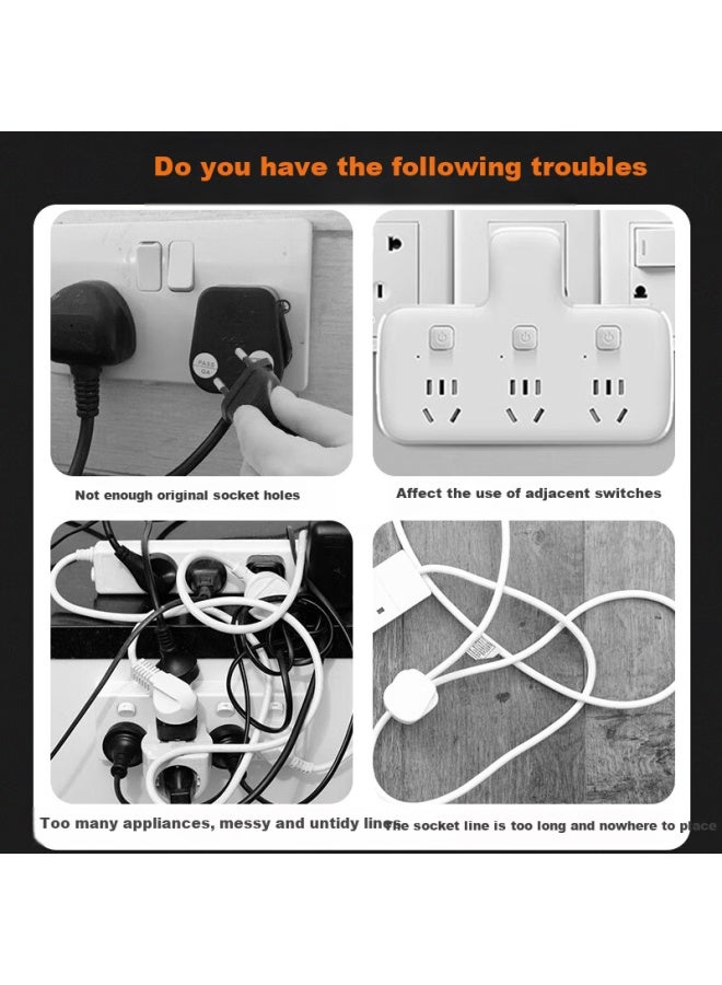 Delipow Power Strip, 1 To 6 Outlets, 2 Sockets, Mini Portable Multi-angled Socket Converter, Wireless Power Strip, Power Adapter - Image 5
