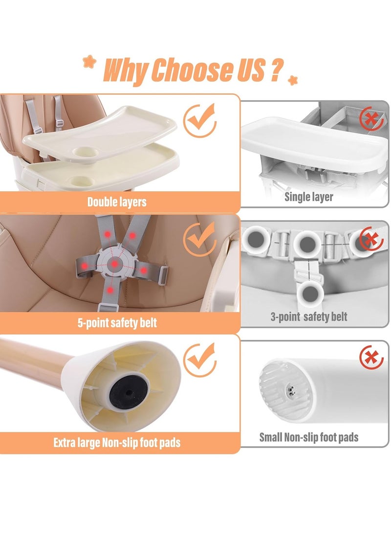 Arabest - 6-in-1 Baby Seat with Feeding Tray, High Chair with 5 Different Functions and Adjustable Safety Belt, Portable High Chair for Children 6-36 Months, Height Adjustable - Image 1