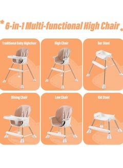 Arabest 6-in-1 Baby Seat with Feeding Tray, High Chair with 5 Different Functions and Adjustable Safety Belt, Portable High Chair for Children 6-36 Months, Height Adjustable  - Image 2