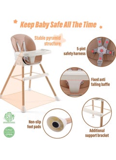 Arabest 6-in-1 Baby Seat with Feeding Tray, High Chair with 5 Different Functions and Adjustable Safety Belt, Portable High Chair for Children 6-36 Months, Height Adjustable  - Image 3
