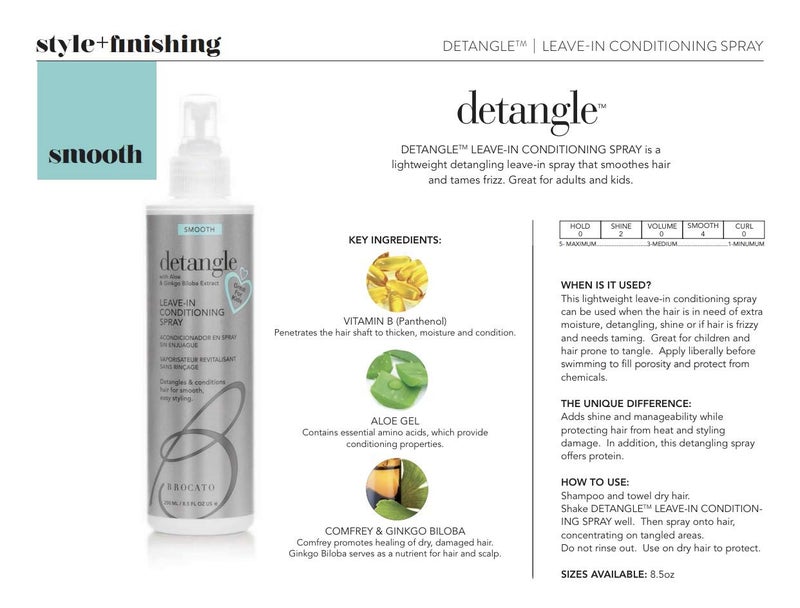 Brocato Detangle Leave In Conditioner Spray, 8.5 oz | Hair Detangler & Conditioning Spray for Women to Smooth Hair | Tame Frizz & Provide Sun & Heat Protection | Detangling Products for All Hair Types - Image 2