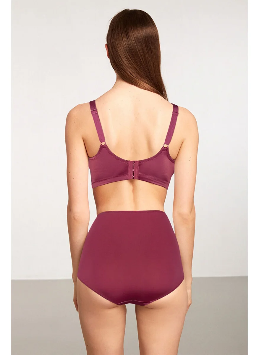 كوم Bianca Wire-Free and Cupless Minimizing Bra Claret Red