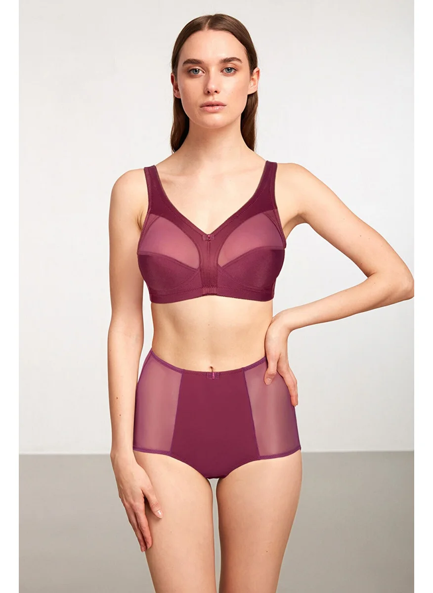 كوم Bianca Wire-Free and Cupless Minimizing Bra Claret Red