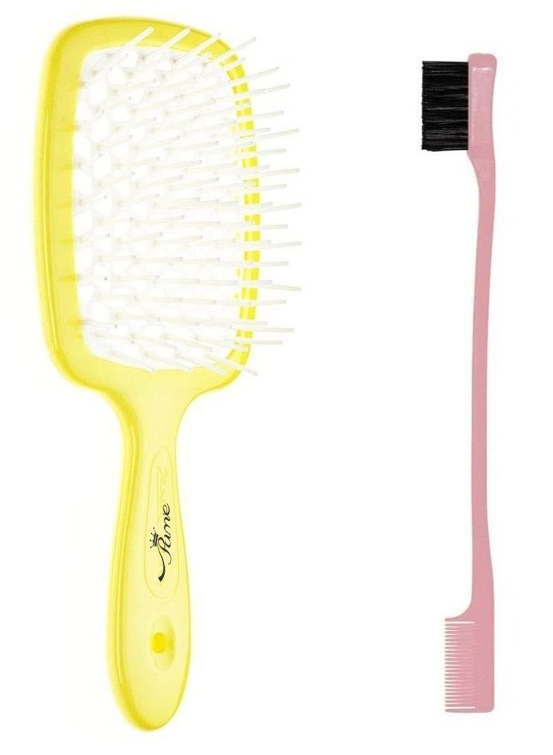 Hair Brush Professional Detangler Superbrush Scalp Massage Comb Paddle Vented Brush for All Hair Types for Men and Women + Hair Edge Brush Eyelash Comb Edge Control Brush Styling Eyebrow Brush