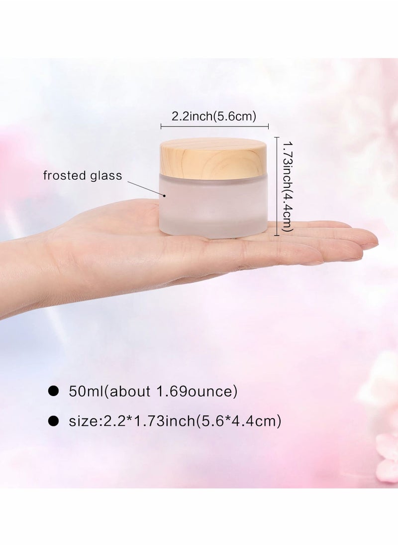 Y&D - Glass Cosmetic Containers with lids, Round Frosted Jars (4 PACK 50ML) - Image 1