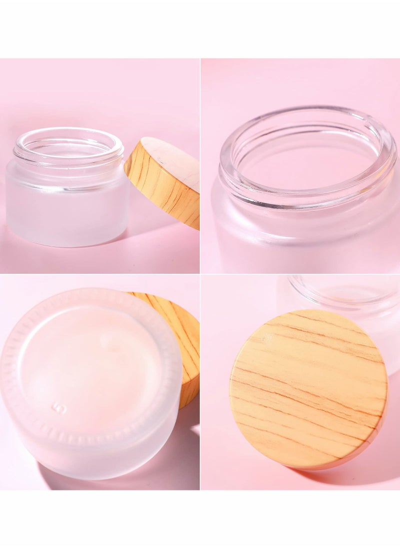 Y&D - Glass Cosmetic Containers with lids, Round Frosted Jars (4 PACK 50ML) - Image 1