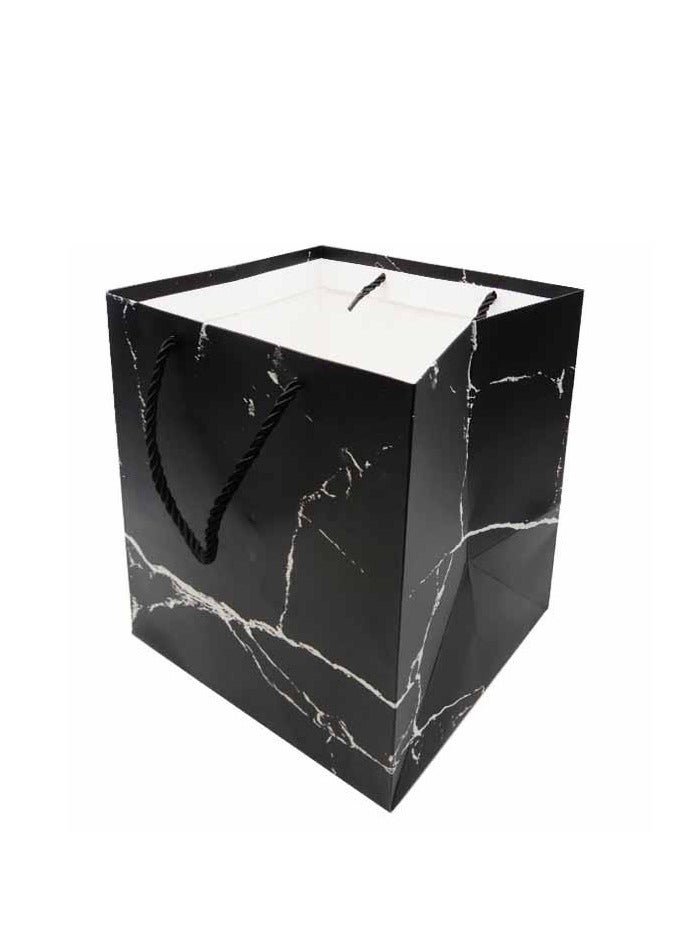 بارتي فن حقيبة هدايا ورقية تغليف أنيق ومتعدد الاستخدامات للاحتفالات الأنيقة مقاس 22 × 21 × 17 سم لون أسود - Image 1