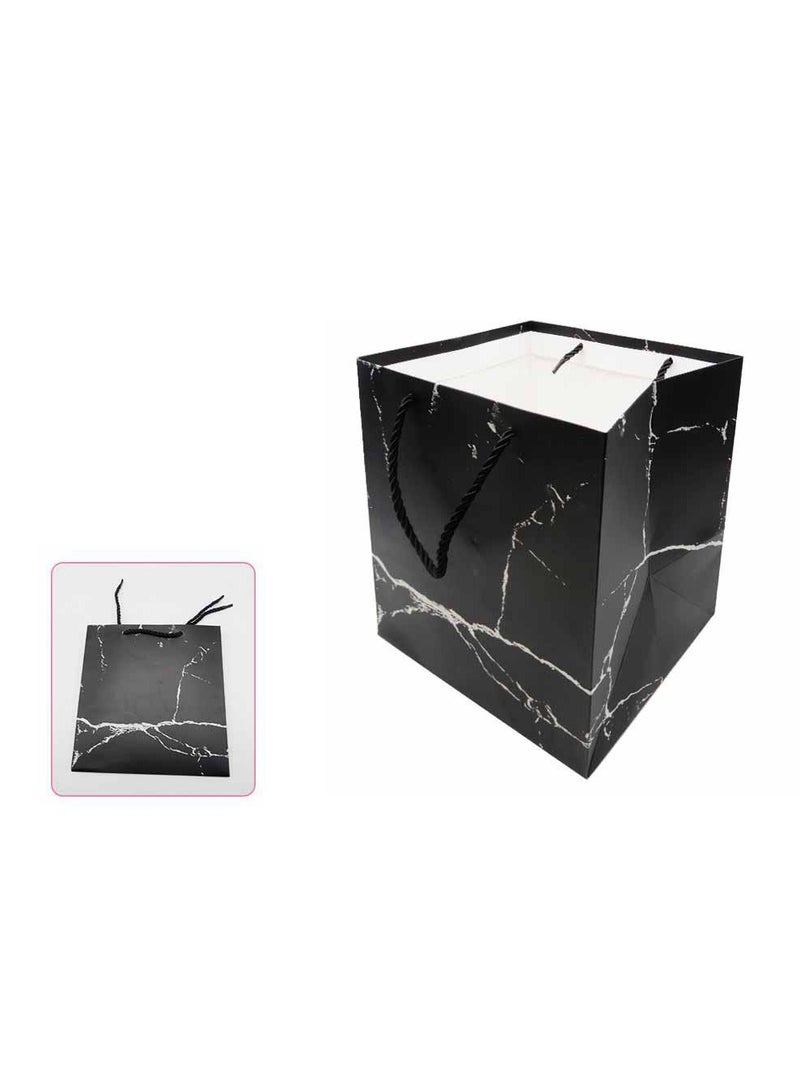 بارتي فن حقيبة هدايا ورقية تغليف أنيق ومتعدد الاستخدامات للاحتفالات الأنيقة مقاس 22 × 21 × 17 سم لون أسود - Image 2