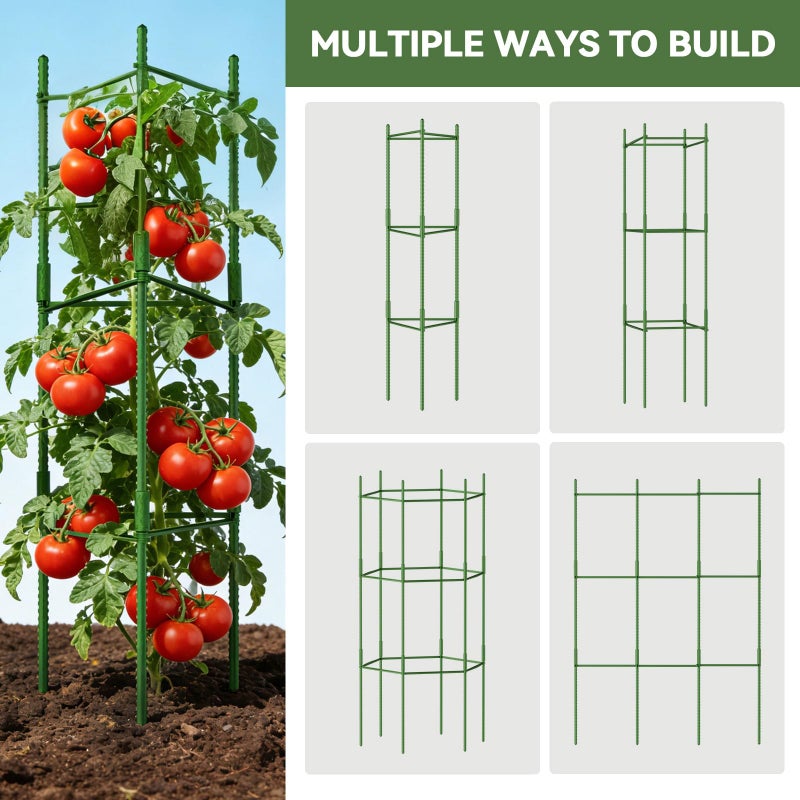 Halatool 6 Pack Tomato Cages for Garden Plant Support, Adjustable Garden Stakes for Potted Plants, Tomato Trellis for Climbing Vegetables Flowers Fruits Cucumber Eggplant Pepper Cherry, 48 Inch - Image 5