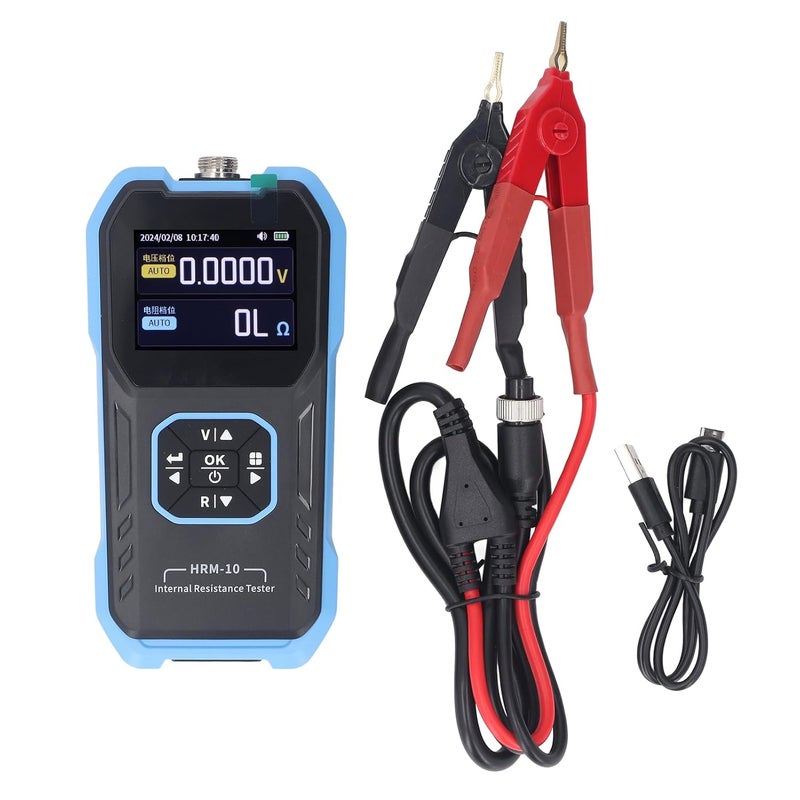 DC 0 to 100V and 0 to 200 Ohm Resistance Range, 4 Wire Kelvin Connection Battery Internal Resistance Tester and Voltage Meter with Color Screen Battery Monitor for Automotive - Image 1
