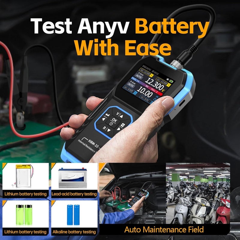 DC 0 to 100V and 0 to 200 Ohm Resistance Range, 4 Wire Kelvin Connection Battery Internal Resistance Tester and Voltage Meter with Color Screen Battery Monitor for Automotive - Image 2