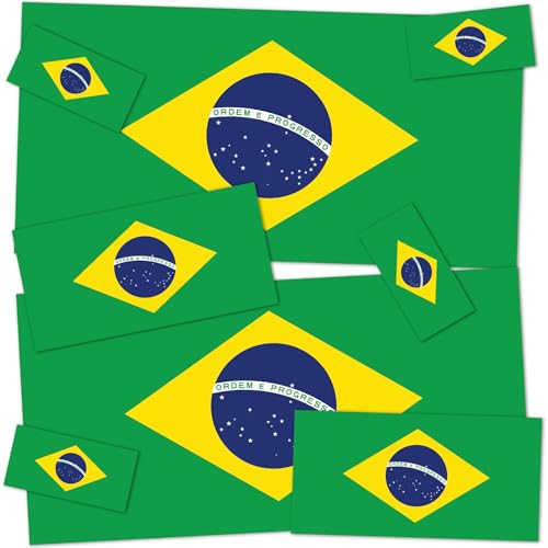 Desert Cactus ملصق علم البرازيل من صبار الصحراء - مجموعة متنوعة من الأحجام - 8 قطع إجمالية - شعار للأطفال - ألبوم قصاصات - ملصق سيارة - نافذة - بامبر - لابتوب برازيلي - Image 1