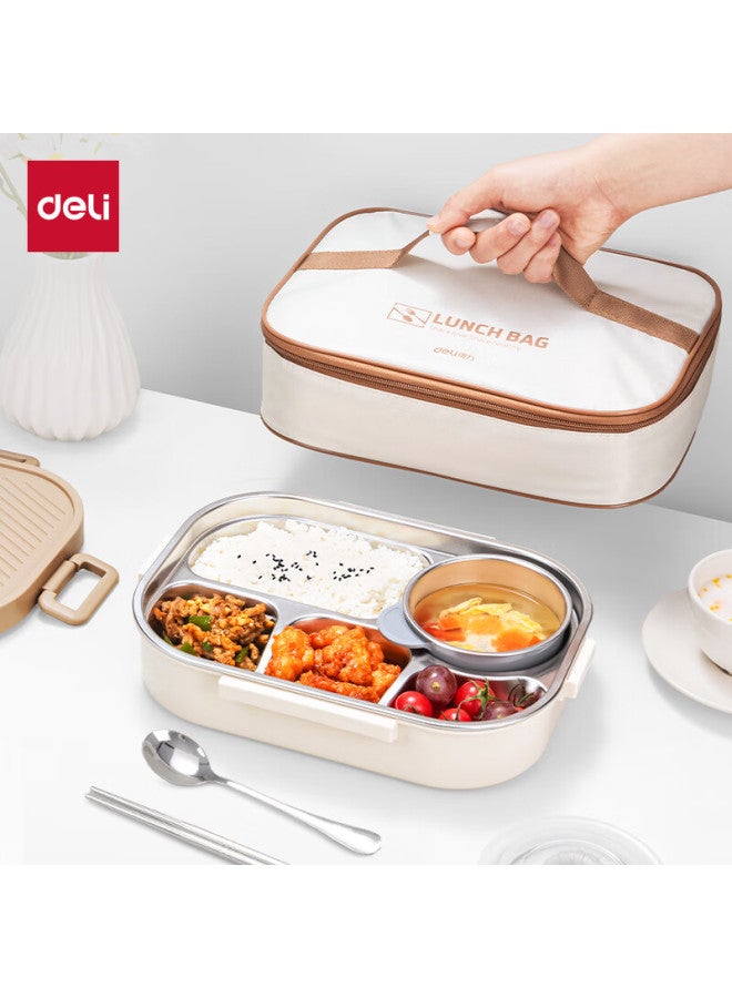 Deli 316 Stainless Steel Lunch Box For Office Workers, Microwaveable Student And Kids Lunch Box, Large Capacity 1.5l With Insulated Bag - Image 1
