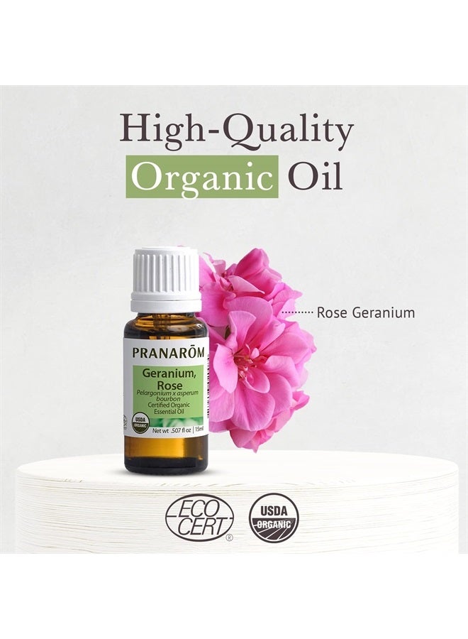 PRANAROM Rose Geranium Essential Oil (5ml) - 100% Pure Natural Therapeutic Grade Essential Oil for Aromatherapy and Skincare | USDA and ECOCERT Certified Organic - Image 3