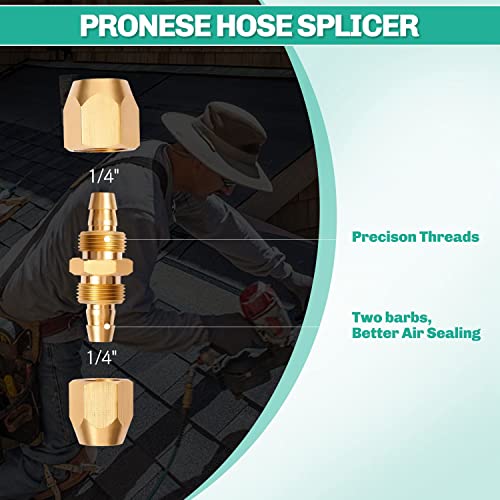 Pronese 2 Pack Soild Brass HPT Air Reusable Hose Splicer Repair Kit,Air Hose Fitting for 1/4-Inch ID Hose - Image 5