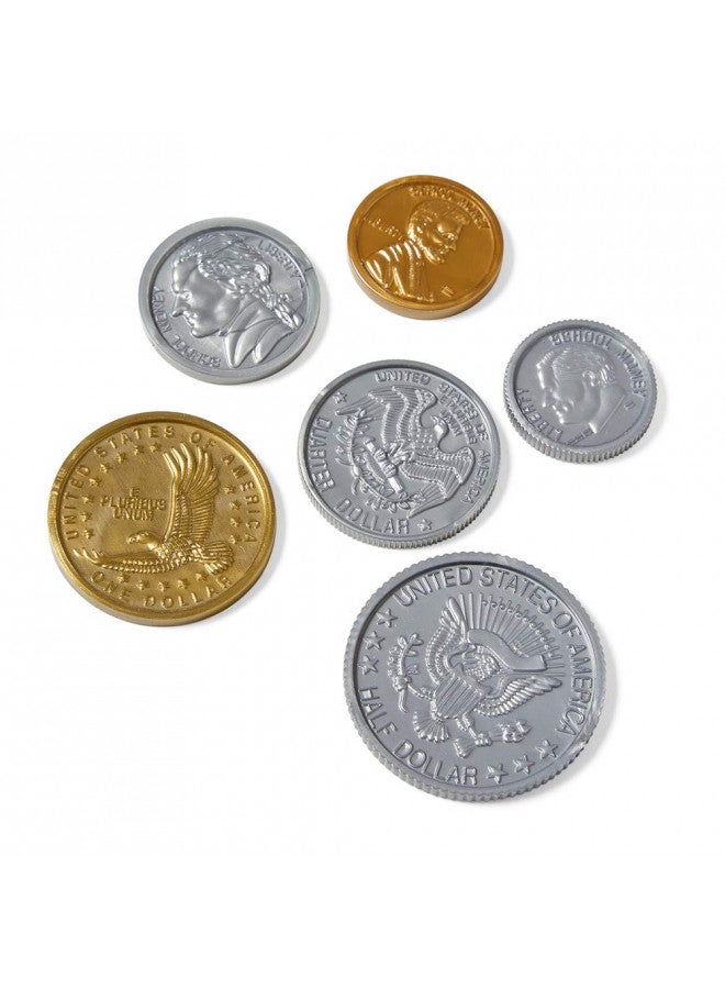 hand2mind hand2mind Fake Money Coin Assorted Set, Detailed Fake Coins, Prop Money, Toy Money, Play Money for Kids, Realistic Money, Pretend Money for Kids Learning, Play Money Set, Plastic Coins (Set of 96) - Image 3