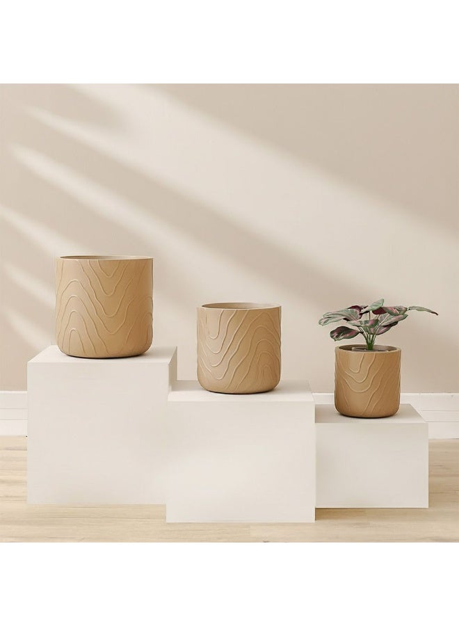 DANUBE HOME Fibre Clay Abstract Design Pot - 36x36x36 cm, Brown Outdoor Garden Accessory, Durable & Stylish Planter, Ideal for Outdoor Spaces - Image 3