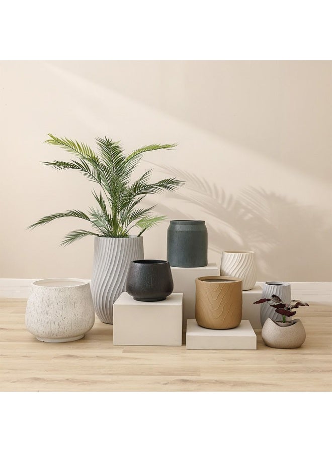 DANUBE HOME Fibre Clay Abstract Design Pot - 36x36x36 cm, Brown Outdoor Garden Accessory, Durable & Stylish Planter, Ideal for Outdoor Spaces - Image 4