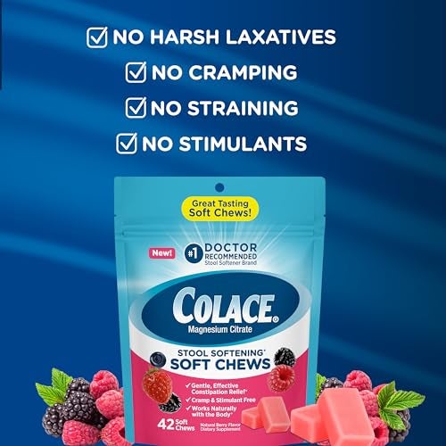 Colace Stool Softener Soft Chews, Gentle Constipation Relief, No.1 Doctor Recommended Stool Softener Brand, 42 Mixed Berry Chews - Image 4