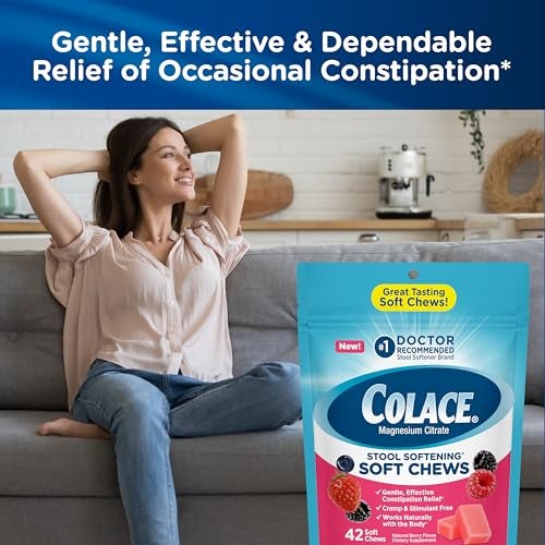 Colace Stool Softener Soft Chews, Gentle Constipation Relief, No.1 Doctor Recommended Stool Softener Brand, 42 Mixed Berry Chews - Image 3